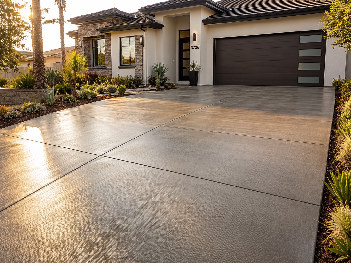Sealed and finished concrete driveway ready for use in Ventura, CA