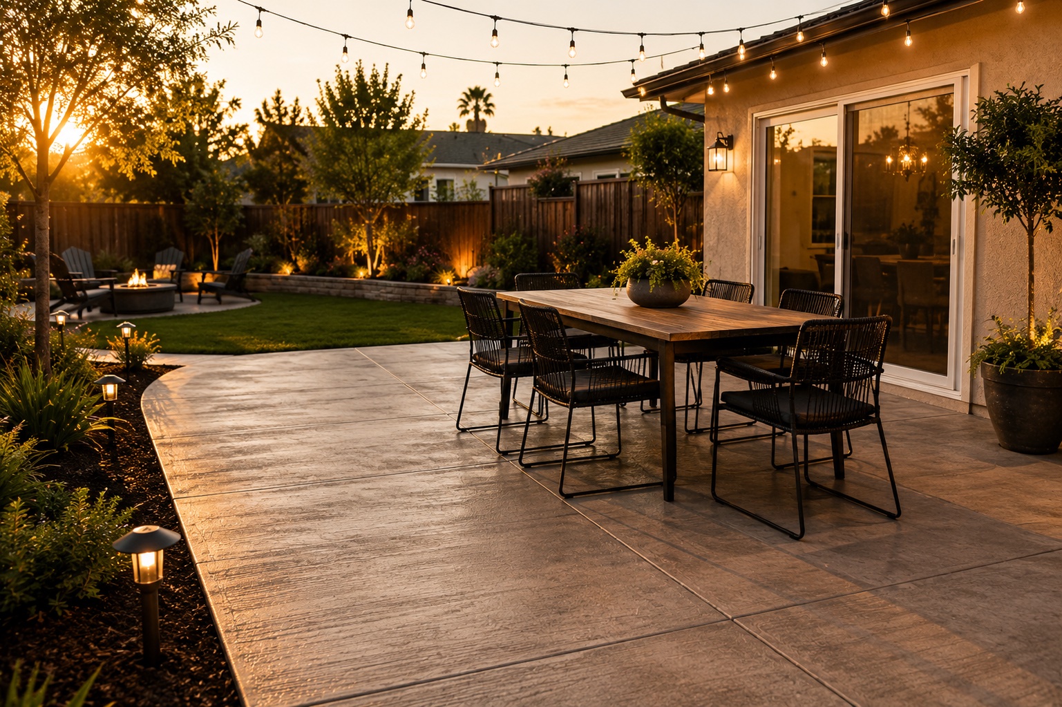 Concrete patio with decorative finish at a Ventura home