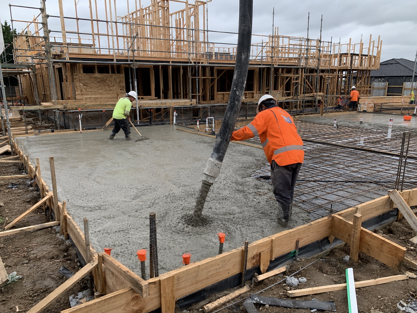 Concrete slab foundation poured for a Ventura County home