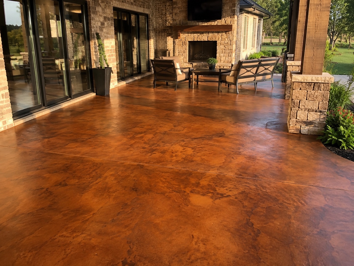 Stained concrete surface with custom color in Ventura, CA