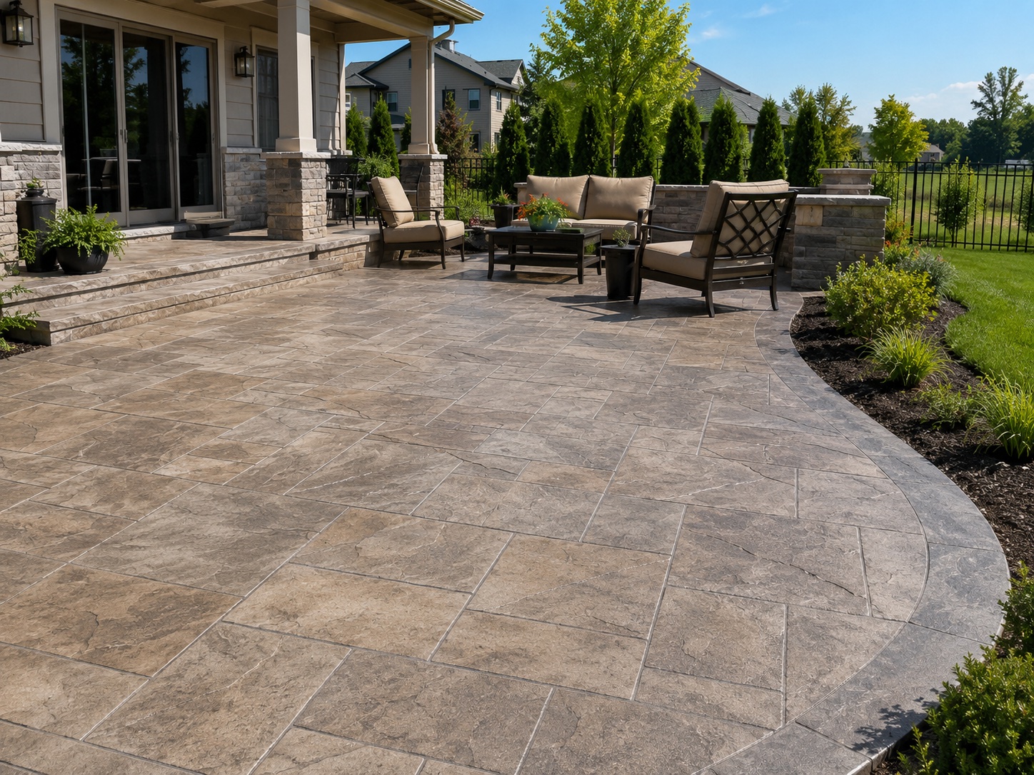 Stamped concrete patio with stone pattern in Ventura, CA